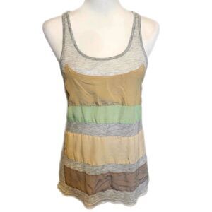Hi Line Striped Tank Top in Gray & Earth Tones, Modal, Size M